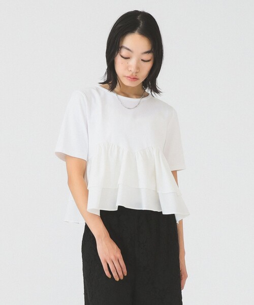 Ray BEAMS（レイビームス）の「ティアード キリカエ Tシャツ（Tシャツ/カットソー・レディース・ブラック/ホワイト/サックスブルー・ONE SIZE）」の7枚目の写真