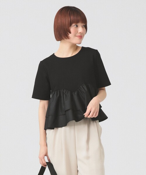 Ray BEAMS（レイビームス）の「ティアード キリカエ Tシャツ（Tシャツ/カットソー・レディース・ブラック/ホワイト/サックスブルー・ONE SIZE）」の11枚目の写真