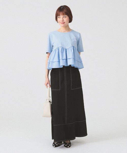 Ray BEAMS（レイビームス）の「ティアード キリカエ Tシャツ（Tシャツ/カットソー・レディース・ブラック/ホワイト/サックスブルー・ONE SIZE）」の12枚目の写真