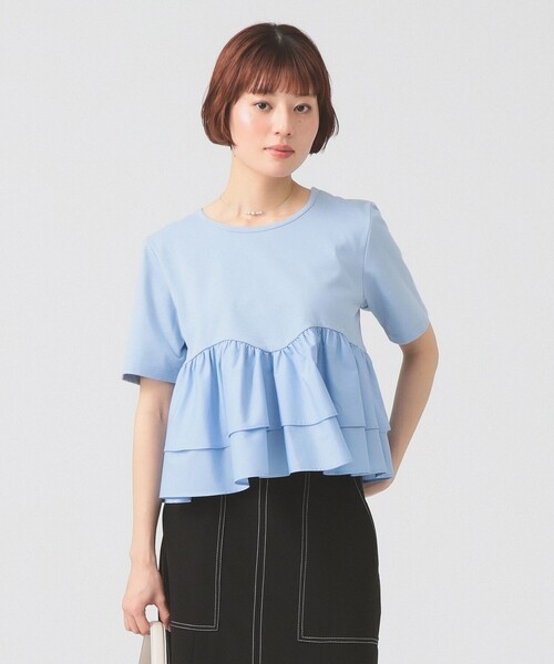 Ray BEAMS（レイビームス）の「ティアード キリカエ Tシャツ（Tシャツ/カットソー・レディース・ブラック/ホワイト/サックスブルー・ONE SIZE）」の15枚目の写真