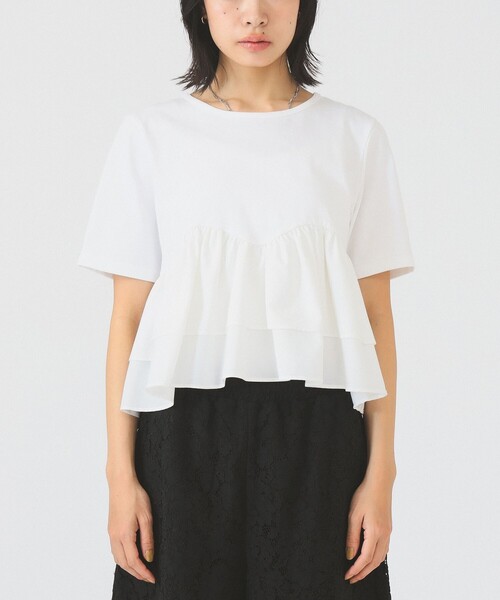 Ray BEAMS（レイビームス）の「ティアード キリカエ Tシャツ（Tシャツ/カットソー・レディース・ブラック/ホワイト/サックスブルー・ONE SIZE）」の16枚目の写真