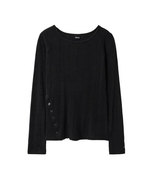 RENSE(レンセ)の「Diagonal Button Tee Black(Tシャツ/カットソー・レディース・その他・OS)」の3枚目の写真