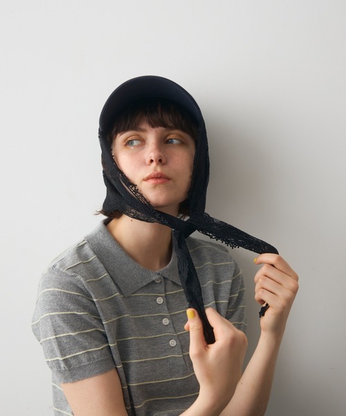 full/fill.(フルフィル)の「thin border polo tops / 細ボーダーポロトップス(ポロシャツ・レディース・グレー/ネイビー・FREE)」の12枚目の写真