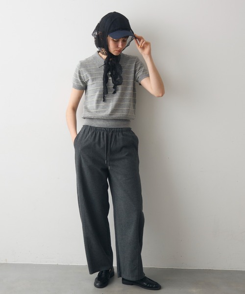 full/fill.(フルフィル)の「thin border polo tops / 細ボーダーポロトップス(ポロシャツ・レディース・グレー/ネイビー・FREE)」の13枚目の写真