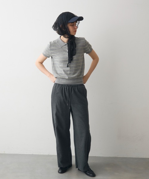 full/fill.(フルフィル)の「thin border polo tops / 細ボーダーポロトップス(ポロシャツ・レディース・グレー/ネイビー・FREE)」の14枚目の写真