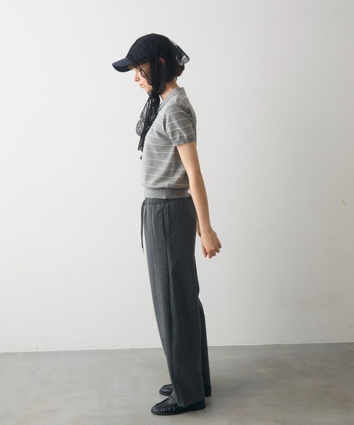 full/fill.(フルフィル)の「thin border polo tops / 細ボーダーポロトップス(ポロシャツ・レディース・グレー/ネイビー・FREE)」の15枚目の写真