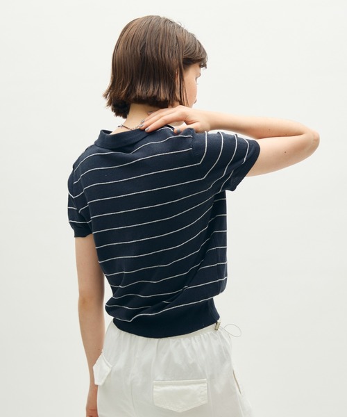 full/fill.(フルフィル)の「thin border polo tops / 細ボーダーポロトップス(ポロシャツ・レディース・グレー/ネイビー・FREE)」の19枚目の写真