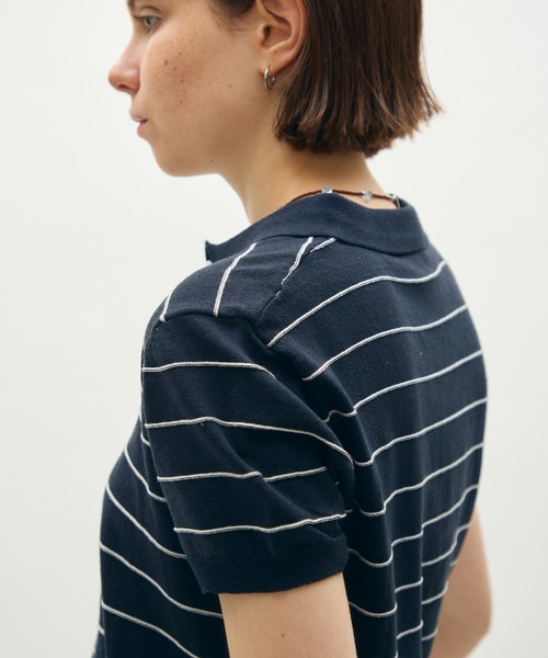 full/fill.(フルフィル)の「thin border polo tops / 細ボーダーポロトップス(ポロシャツ・レディース・グレー/ネイビー・FREE)」の21枚目の写真