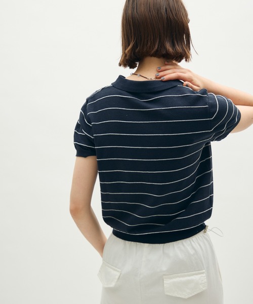 full/fill.(フルフィル)の「thin border polo tops / 細ボーダーポロトップス(ポロシャツ・レディース・グレー/ネイビー・FREE)」の20枚目の写真