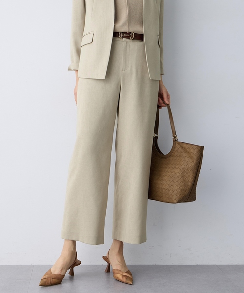 A/C DESIGN BY ALPHA CUBIC(エーシーデザインバイアルファキュービック)の「リネンライクワイドパンツ【セットアップ対応・ウエストゴム・シワになりにくい】(その他パンツ・レディース・ベージュ/ネイビー・61/64/67)」の3枚目の写真