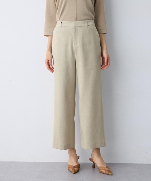 A/C DESIGN BY ALPHA CUBIC(エーシーデザインバイアルファキュービック)の「リネンライクワイドパンツ【セットアップ対応・ウエストゴム・シワになりにくい】(その他パンツ・レディース・ベージュ/ネイビー・61/64/67)」の4枚目の写真