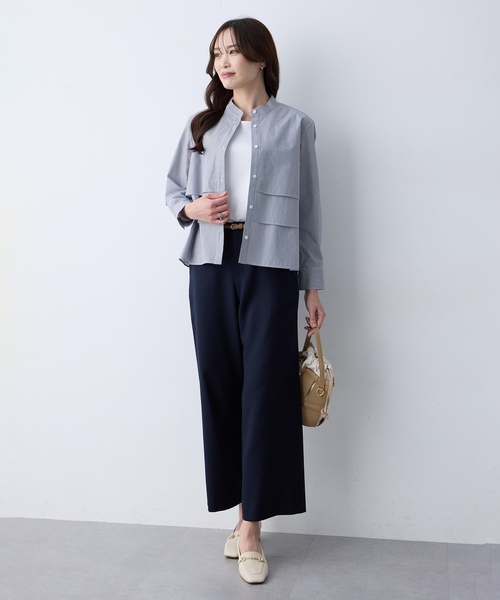 A/C DESIGN BY ALPHA CUBIC(エーシーデザインバイアルファキュービック)の「リネンライクワイドパンツ【セットアップ対応・ウエストゴム・シワになりにくい】(その他パンツ・レディース・ベージュ/ネイビー・61/64/67)」の10枚目の写真