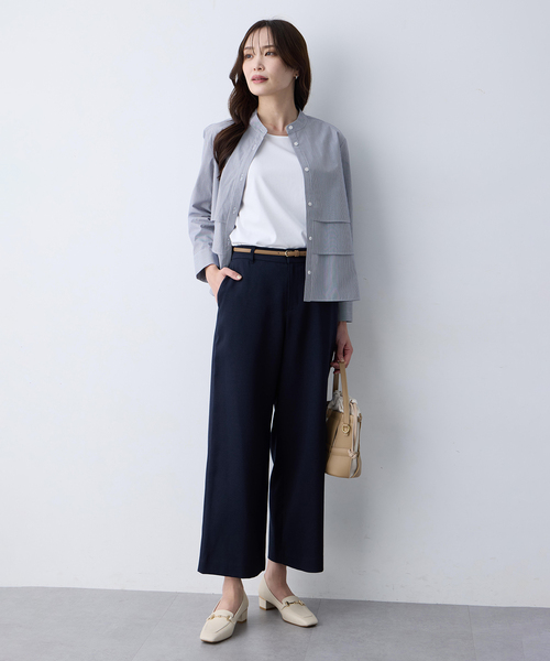 A/C DESIGN BY ALPHA CUBIC(エーシーデザインバイアルファキュービック)の「リネンライクワイドパンツ【セットアップ対応・ウエストゴム・シワになりにくい】(その他パンツ・レディース・ベージュ/ネイビー・61/64/67)」の11枚目の写真