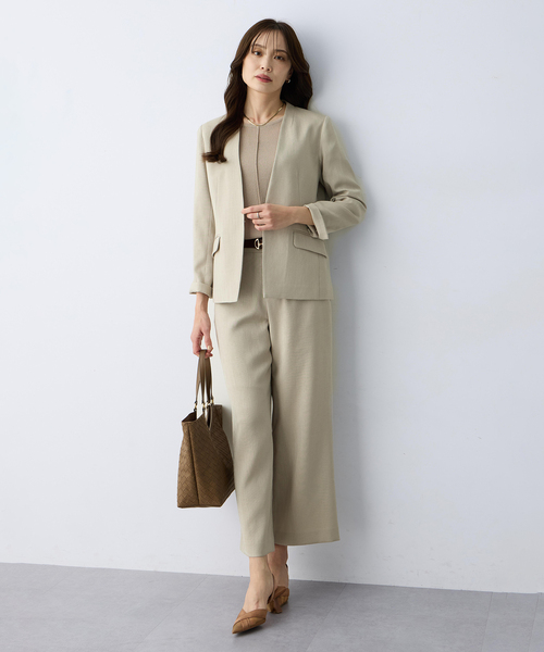 A/C DESIGN BY ALPHA CUBIC(エーシーデザインバイアルファキュービック)の「リネンライクワイドパンツ【セットアップ対応・ウエストゴム・シワになりにくい】(その他パンツ・レディース・ベージュ/ネイビー・61/64/67)」の13枚目の写真