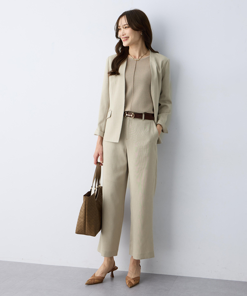 A/C DESIGN BY ALPHA CUBIC(エーシーデザインバイアルファキュービック)の「リネンライクワイドパンツ【セットアップ対応・ウエストゴム・シワになりにくい】(その他パンツ・レディース・ベージュ/ネイビー・61/64/67)」の14枚目の写真