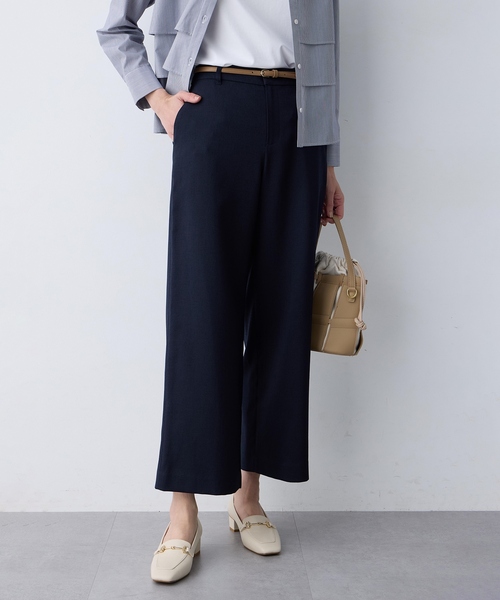 A/C DESIGN BY ALPHA CUBIC(エーシーデザインバイアルファキュービック)の「リネンライクワイドパンツ【セットアップ対応・ウエストゴム・シワになりにくい】(その他パンツ・レディース・ベージュ/ネイビー・61/64/67)」の2枚目の写真