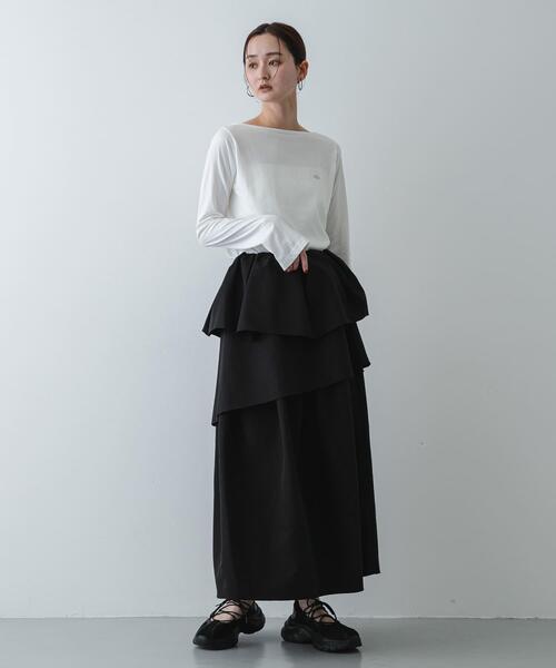 SENSE OF PLACE by URBAN RESEARCH（センスオブプレイスバイアーバンリサーチ）の「タックボリュームティアードスカート（スカート・レディース・ブラック/アイボリー・ONE）」の6枚目の写真