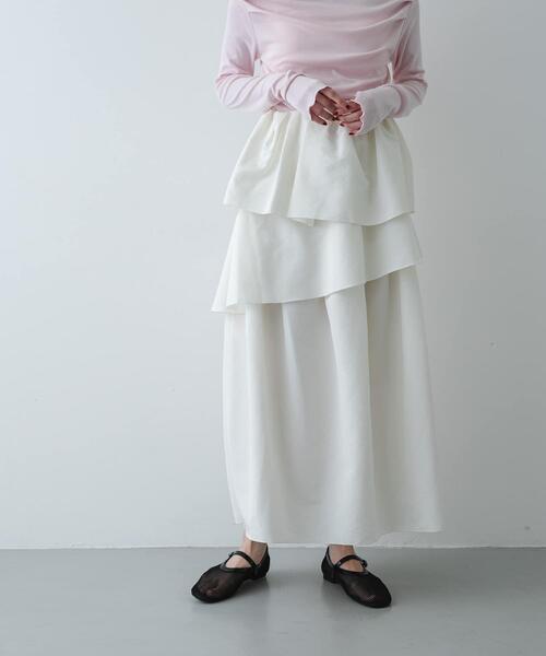 SENSE OF PLACE by URBAN RESEARCH（センスオブプレイスバイアーバンリサーチ）の「タックボリュームティアードスカート（スカート・レディース・ブラック/アイボリー・ONE）」の12枚目の写真