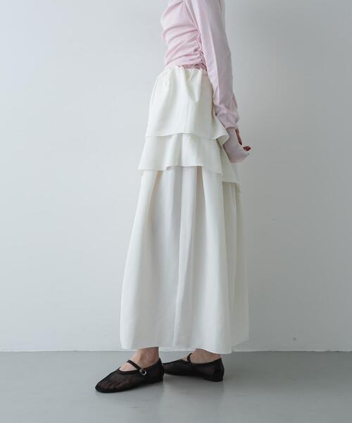 SENSE OF PLACE by URBAN RESEARCH（センスオブプレイスバイアーバンリサーチ）の「タックボリュームティアードスカート（スカート・レディース・ブラック/アイボリー・ONE）」の13枚目の写真