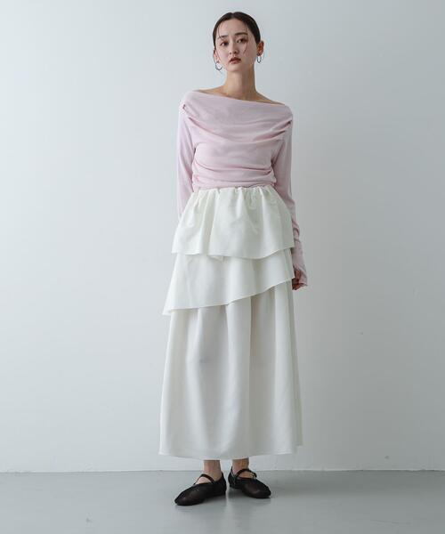 SENSE OF PLACE by URBAN RESEARCH（センスオブプレイスバイアーバンリサーチ）の「タックボリュームティアードスカート（スカート・レディース・ブラック/アイボリー・ONE）」の15枚目の写真