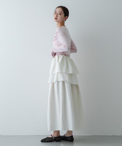 SENSE OF PLACE by URBAN RESEARCH（センスオブプレイスバイアーバンリサーチ）の「タックボリュームティアードスカート（スカート・レディース・ブラック/アイボリー・ONE）」の16枚目の写真