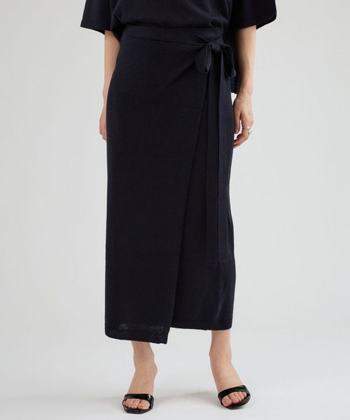 Chaos(カオス)の「Chaos(カオス)/ マーレラップスカート 【セットアップ可】(スカート・レディース・ネイビー/モカ・FREE)」の2枚目の写真