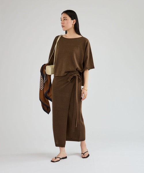 Chaos(カオス)の「Chaos(カオス)/ マーレラップスカート 【セットアップ可】(スカート・レディース・ネイビー/モカ・FREE)」の6枚目の写真