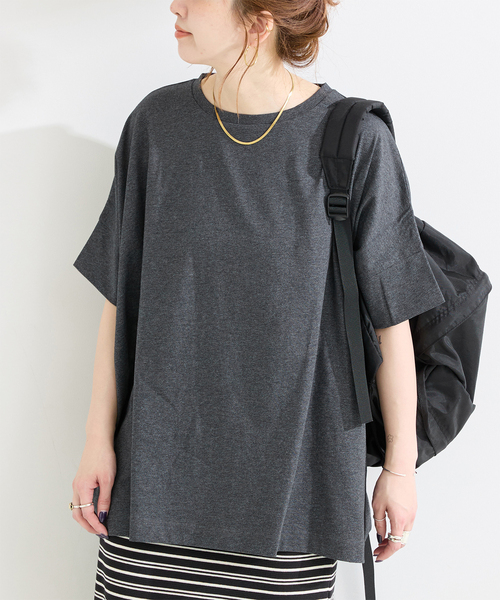 B.C STOCK（ベーセーストック）の「《追加2》ウォッシャブル / 汗染み防止ワイドTEE（Tシャツ/カットソー・レディース・ホワイト/ライトグレー/ブラック/チャコールグレー/ベージュ/カーキ・FREE）」の4枚目の写真