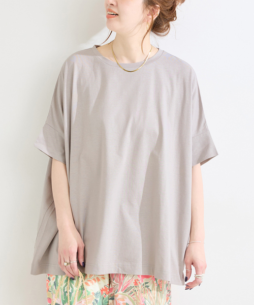 B.C STOCK（ベーセーストック）の「《追加2》ウォッシャブル / 汗染み防止ワイドTEE（Tシャツ/カットソー・レディース・ホワイト/ライトグレー/ブラック/チャコールグレー/ベージュ/カーキ・FREE）」の5枚目の写真