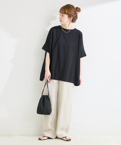 B.C STOCK（ベーセーストック）の「《追加2》ウォッシャブル / 汗染み防止ワイドTEE（Tシャツ/カットソー・レディース・ホワイト/ライトグレー/ブラック/チャコールグレー/ベージュ/カーキ・FREE）」の20枚目の写真