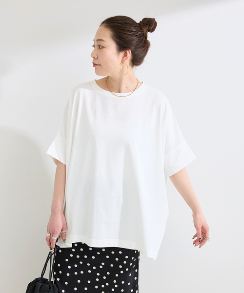B.C STOCK（ベーセーストック）の「《追加2》ウォッシャブル / 汗染み防止ワイドTEE（Tシャツ/カットソー・レディース・ホワイト/ライトグレー/ブラック/チャコールグレー/ベージュ/カーキ・FREE）」の10枚目の写真