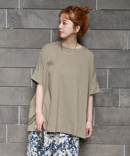 B.C STOCK(ベーセーストック)の「《追加2》ウォッシャブル / 汗染み防止ワイドTEE(Tシャツ/カットソー・レディース・ホワイト/ライトグレー/ブラック/チャコールグレー/ベージュ/カーキ・FREE)」の9枚目の写真