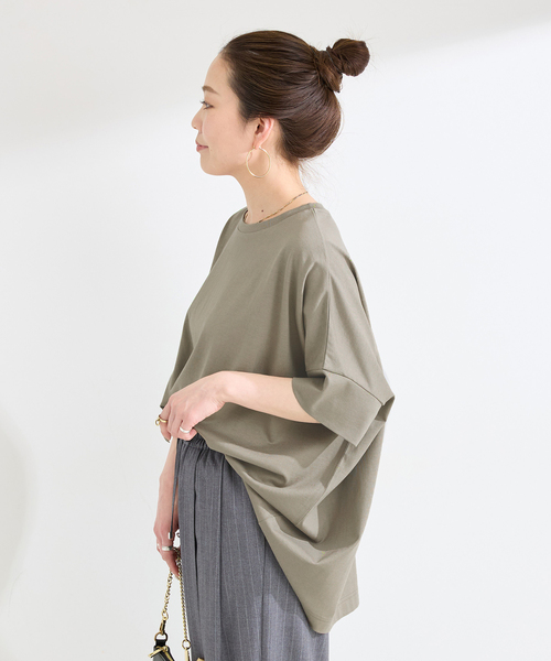 B.C STOCK(ベーセーストック)の「《追加2》ウォッシャブル / 汗染み防止ワイドTEE(Tシャツ/カットソー・レディース・ホワイト/ライトグレー/ブラック/チャコールグレー/ベージュ/カーキ・FREE)」の16枚目の写真