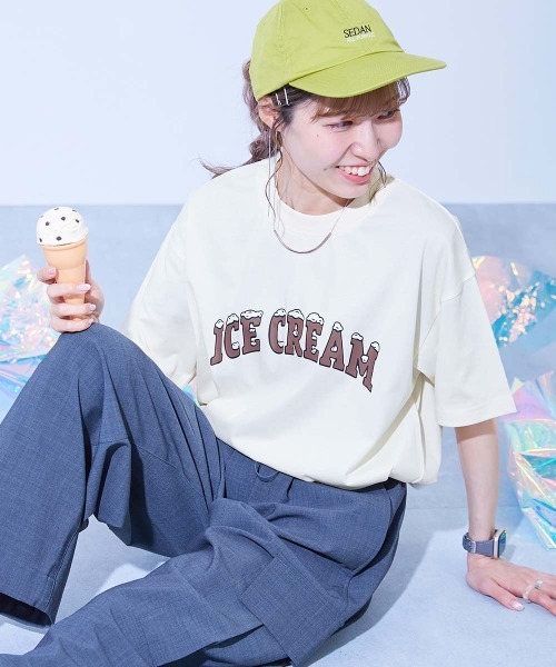 devirock(デビロック)の「【ひやシャリ】接触冷感 デビラボ 大人 プリント半袖Tシャツ(Tシャツ/カットソー・レディース・ブルー系1/ピンク系1/ホワイト系1/ライラック系1/ホワイト系2/ブラック系1/グリーン系1/ブラック系2/ライトグレー系1/ホワイト系3・M/L/LL)」の2枚目の写真