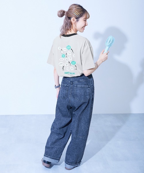 devirock(デビロック)の「【ひやシャリ】接触冷感 デビラボ 大人 プリント半袖Tシャツ(Tシャツ/カットソー・レディース・ブルー系1/ピンク系1/ホワイト系1/ライラック系1/ホワイト系2/ブラック系1/グリーン系1/ブラック系2/ライトグレー系1/ホワイト系3・M/L/LL)」の14枚目の写真