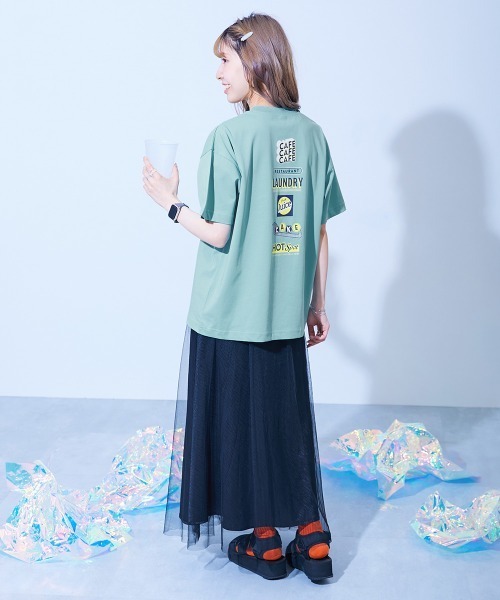 devirock(デビロック)の「【ひやシャリ】接触冷感 デビラボ 大人 プリント半袖Tシャツ(Tシャツ/カットソー・レディース・ブルー系1/ピンク系1/ホワイト系1/ライラック系1/ホワイト系2/ブラック系1/グリーン系1/ブラック系2/ライトグレー系1/ホワイト系3・M/L/LL)」の21枚目の写真