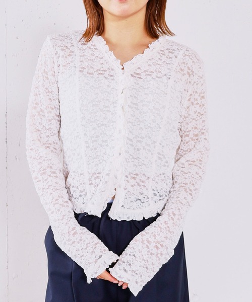 archives（アルシーヴ）の「レースフリルカーディガン（Tシャツ/カットソー・レディース・オフホワイト/ブラック・MEDIUM）」の16枚目の写真