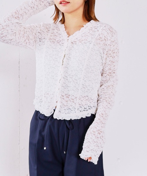 archives（アルシーヴ）の「レースフリルカーディガン（Tシャツ/カットソー・レディース・オフホワイト/ブラック・MEDIUM）」の17枚目の写真