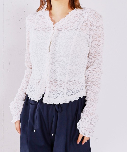 archives（アルシーヴ）の「レースフリルカーディガン（Tシャツ/カットソー・レディース・オフホワイト/ブラック・MEDIUM）」の18枚目の写真
