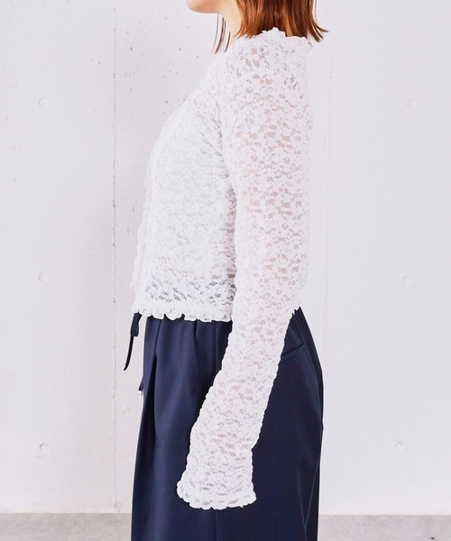 archives（アルシーヴ）の「レースフリルカーディガン（Tシャツ/カットソー・レディース・オフホワイト/ブラック・MEDIUM）」の19枚目の写真