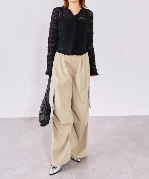 archives（アルシーヴ）の「レースフリルカーディガン（Tシャツ/カットソー・レディース・オフホワイト/ブラック・MEDIUM）」の8枚目の写真