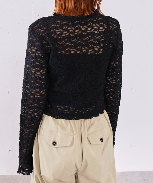archives（アルシーヴ）の「レースフリルカーディガン（Tシャツ/カットソー・レディース・オフホワイト/ブラック・MEDIUM）」の6枚目の写真