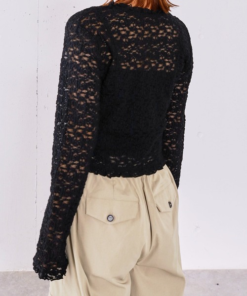 archives（アルシーヴ）の「レースフリルカーディガン（Tシャツ/カットソー・レディース・オフホワイト/ブラック・MEDIUM）」の5枚目の写真
