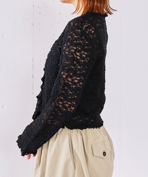 archives（アルシーヴ）の「レースフリルカーディガン（Tシャツ/カットソー・レディース・オフホワイト/ブラック・MEDIUM）」の3枚目の写真