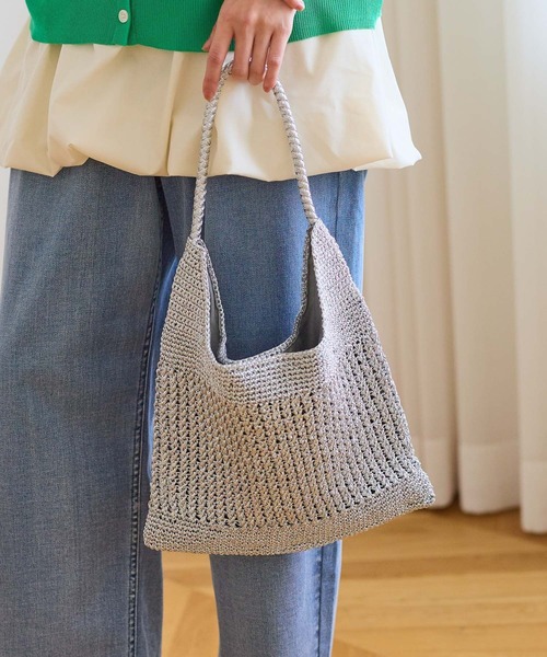 Elura（エルーラ）の「【cashe cashe(カシュカシュ)】メタリックコード編みトート/646444（トートバッグ・レディース・ゴールド/シルバー/グリーン・FREE）」の3枚目の写真