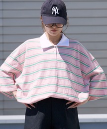 Chick(�`�b�N)��Wide-Fit Canvas Striped Polo Shirt / ���C�h�V���G�b�g �L�����o�X�n �{�[�_�[�|���V���c 2026�N�t��(�|���V���c)