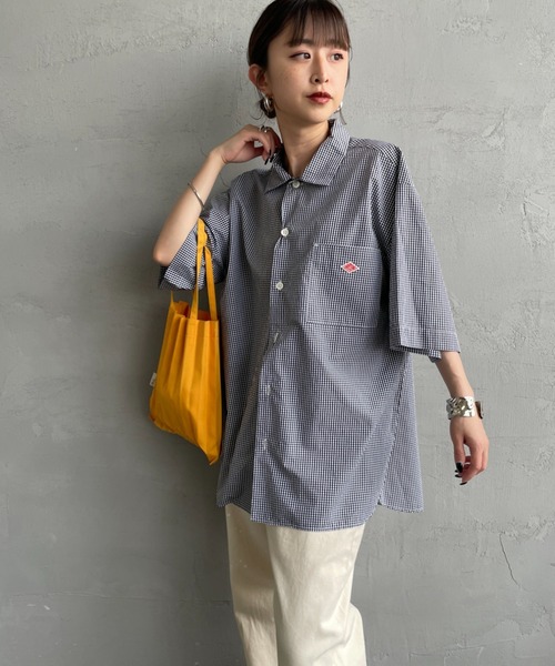 DANTON（ダントン）の「[DANTON/ダントン] コットンポプリン ショートスリーブワークシャツ(チェック)（シャツ/ブラウス・レディース・ブラック/グレー・42/40/38）」の9枚目の写真