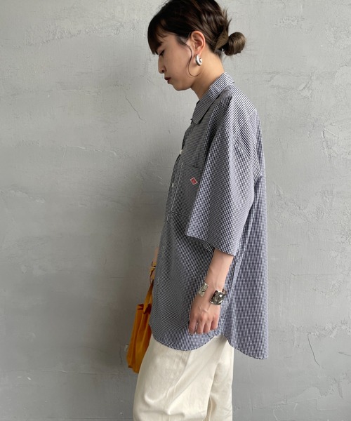 DANTON（ダントン）の「[DANTON/ダントン] コットンポプリン ショートスリーブワークシャツ(チェック)（シャツ/ブラウス・レディース・ブラック/グレー・42/40/38）」の10枚目の写真
