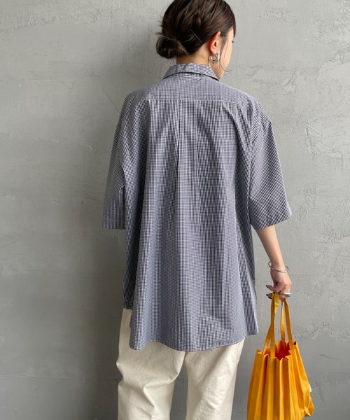 DANTON（ダントン）の「[DANTON/ダントン] コットンポプリン ショートスリーブワークシャツ(チェック)（シャツ/ブラウス・レディース・ブラック/グレー・42/40/38）」の11枚目の写真