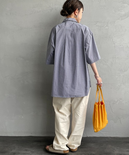 DANTON（ダントン）の「[DANTON/ダントン] コットンポプリン ショートスリーブワークシャツ(チェック)（シャツ/ブラウス・レディース・ブラック/グレー・42/40/38）」の14枚目の写真